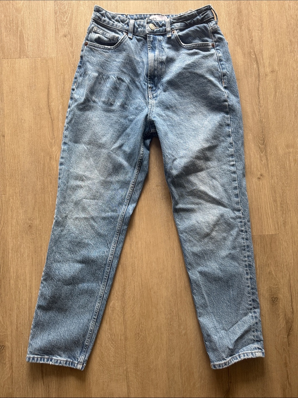 Zara High-Rise Light Blue Mom Jeans